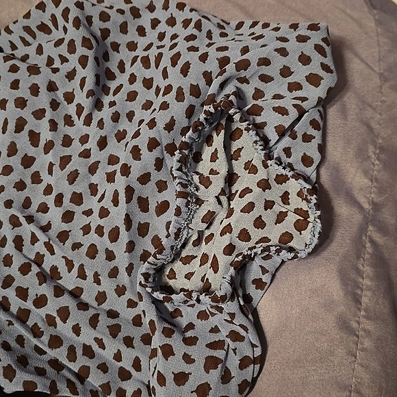 Blue & Brown Polka Dot 3-Layered Ruffle Long Dress - Picture 7 of 11